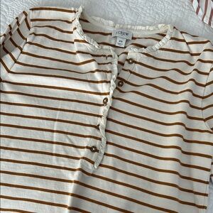 J. Crew Womens Brown and White Striped Button Down Shirt